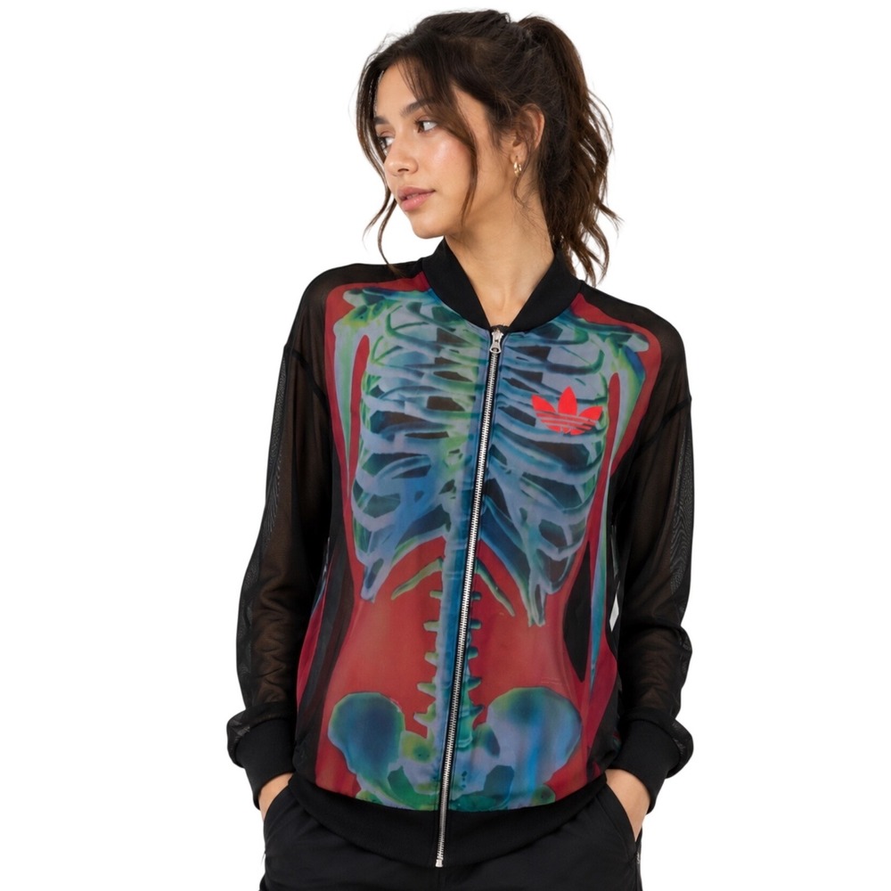 Adidas Rita Ora Skeleton Sheer Track Bomber Jacket Streetwear Y2K Womens M